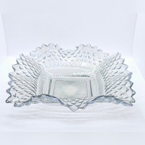 Vintage Indiana Carnival Glass Diamond Point Ruffled Candy Dish - Picture 3 of 9